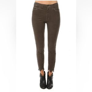 Mother High Rise Looker Ankle Chew Corduroy Jeans Olive